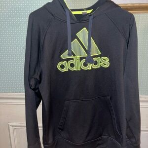 Adidas Black Hoodie with Bright Yellow Logo
